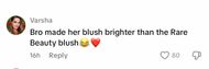 (Fans reacting to Gomez and Blanco's romatic video on TikTok (Image via TikTok/@RareBeauty)